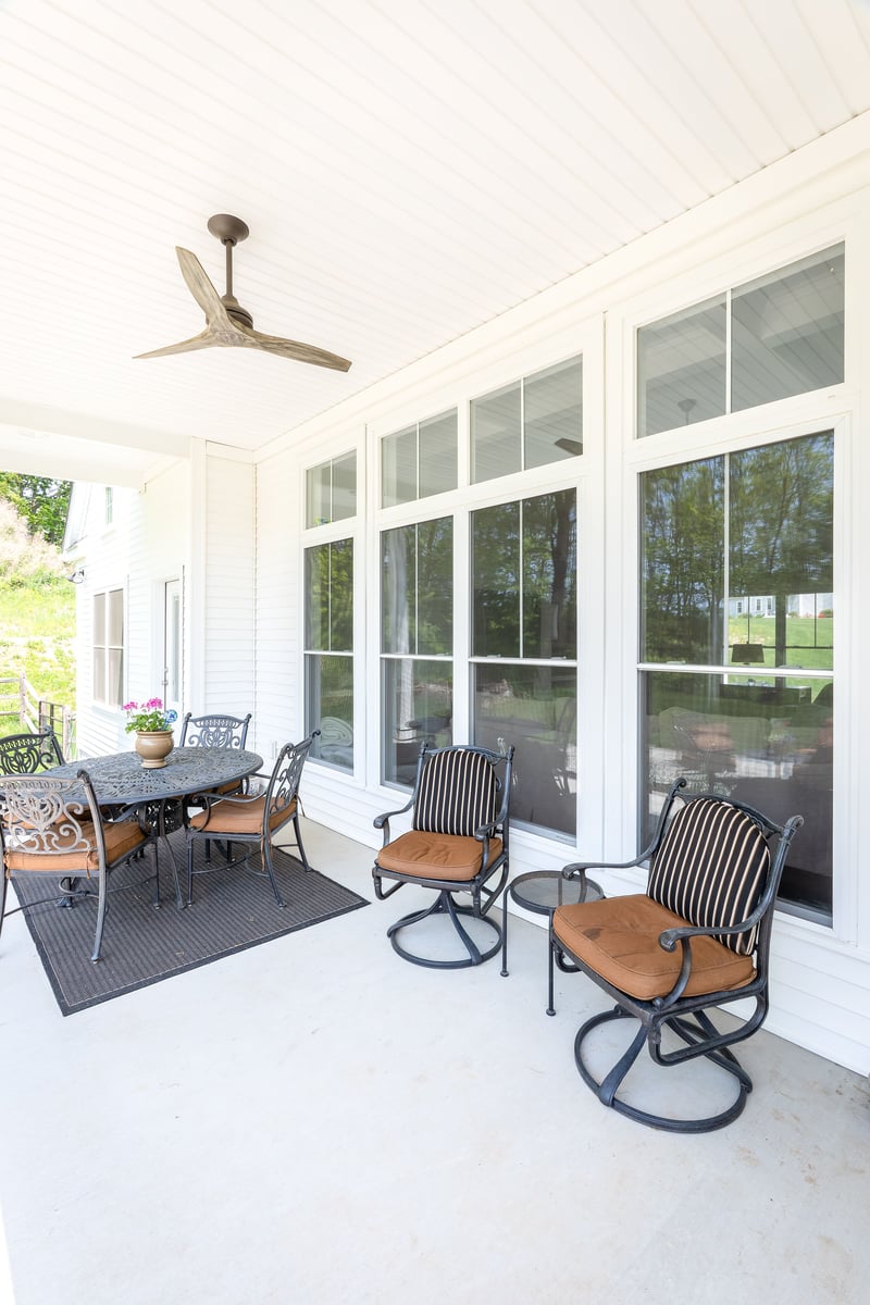 Front Porch View with Outdoor Ceiling Fan  | Sunwood Home Builders & Remodelers